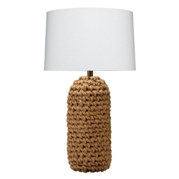 J&D Designs Lawrence Coastal Jute Fabric & Linen Table Lamp in Brown/White