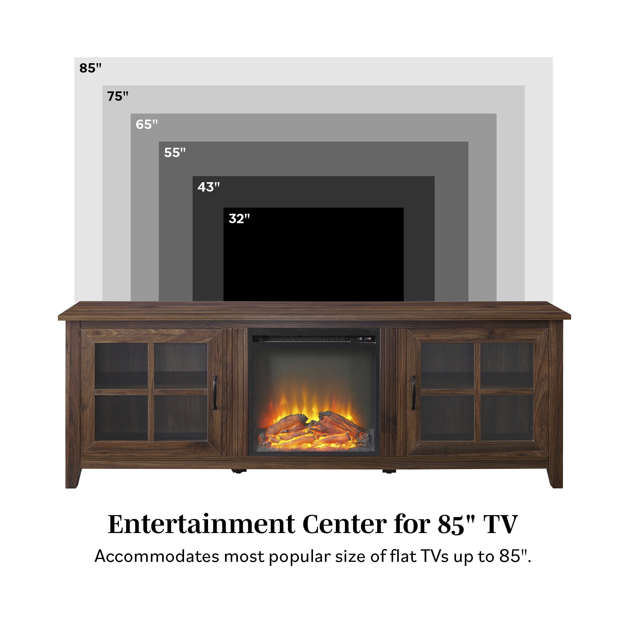 Walker Edison Farmhouse Fireplace TV Stand for TVs up to 80", Grey Wash