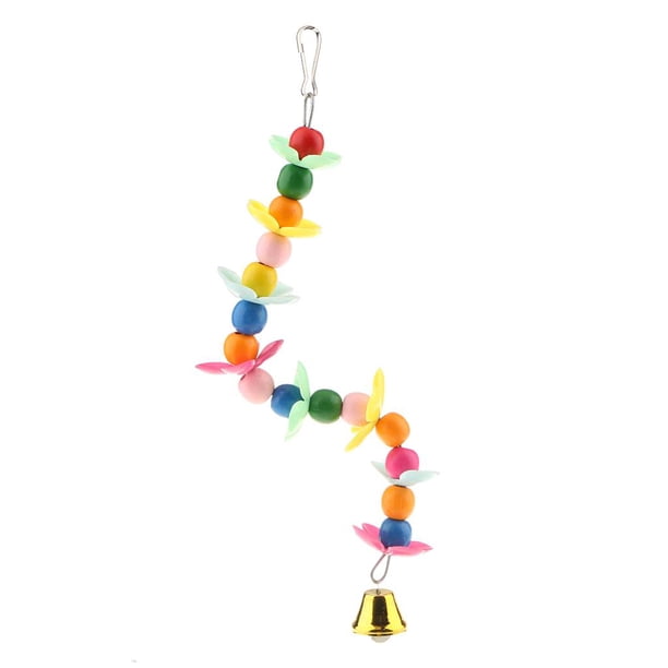 Colorido loro mascota pájaro masticar juguete de madera con campana jaula columpio juguetes accesorio 30 cm de longitud jinwen Juguetes para columpios de loros de aves de compañía