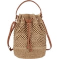 thumbnail image 2 of Small Drawstring Shoulder Bag Straw Weave Handbag Summer Beach Purse, 2 of 4