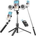 thumbnail image 1 of 2025 New Selfie Stick Tripod with Fill Light,Selfie Stick Tripod with Fill Light, Phone Selfie Stick ，Durable Stainless Steel Design, Bluetooth Remote Control, and Stable Three-Legged Support (Black), 1 of 9