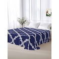 thumbnail image 5 of Quatrefoil Moroccan Pattern Queen Size Flat Sheet, Wrinkleproof & Fadeproof Cooling Flat Bed Sheet Only, Geometric Blue Morocco Breathable Soft Bedding Top Sheets 90 x 102 Inches, 5 of 8