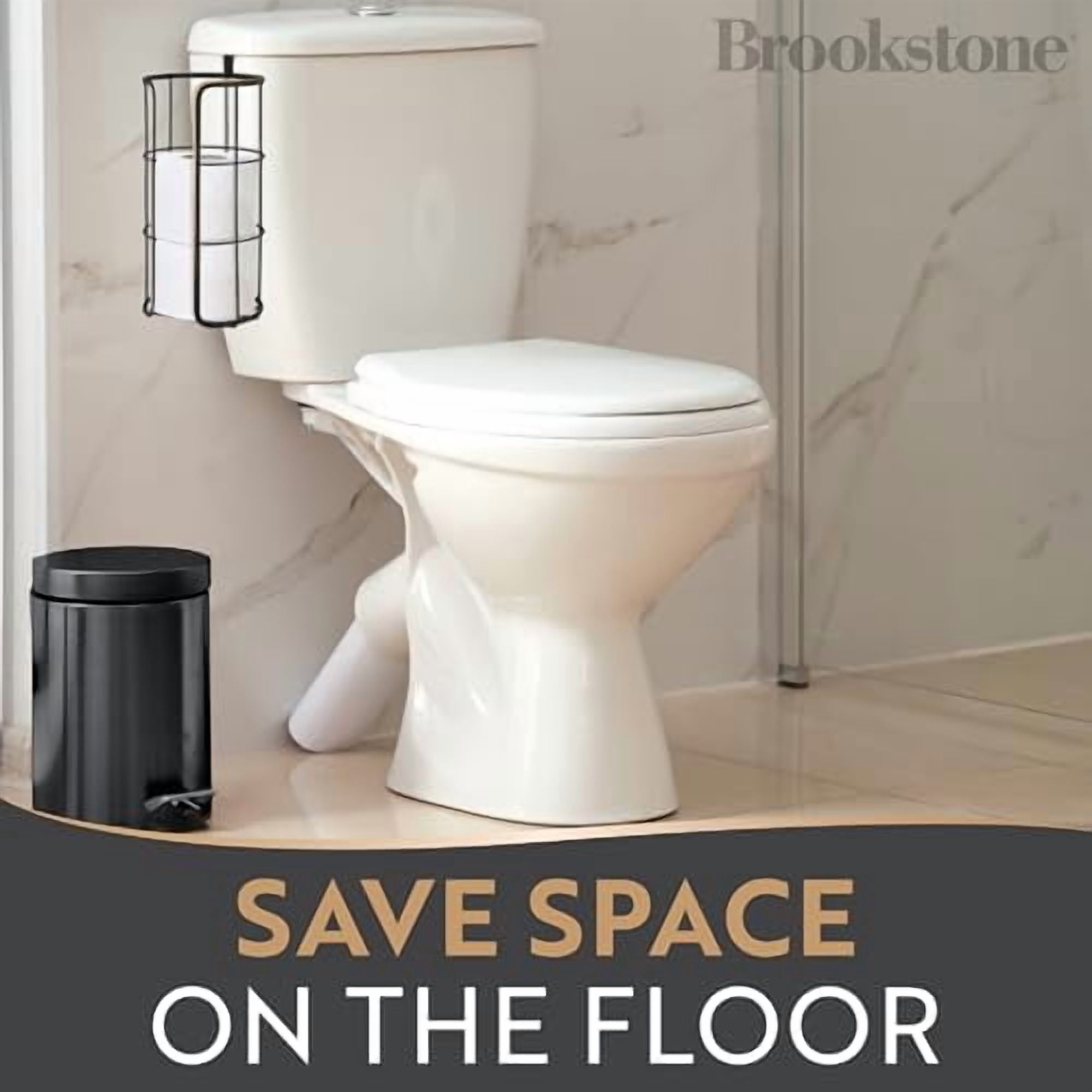 Over The Toilet Paper Holder Reserve, Metal Bathroom Toilet Paper Storage That Fits Any Size Rolls, Matte Black