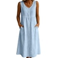 thumbnail image 2 of Horkkom Sleeveless Dress for Women Summer V Neck Button Tank Maxi Dresses Casual Beach Dresses with Pockets L, 2 of 9