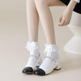 thumbnail image 6 of YooGuoGuo Womens Ankle Socks Lace Ruffle Frilly Cotton Cute Princess Ankle Dress Lace Socks for Girl 2 Pack, 6 of 6