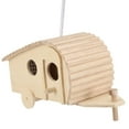 thumbnail image 1 of Comedero colgante de madera para pájaros, para jardín, tipo caseta, estación de alimentación y caja nido para pájaros., 1 of 7