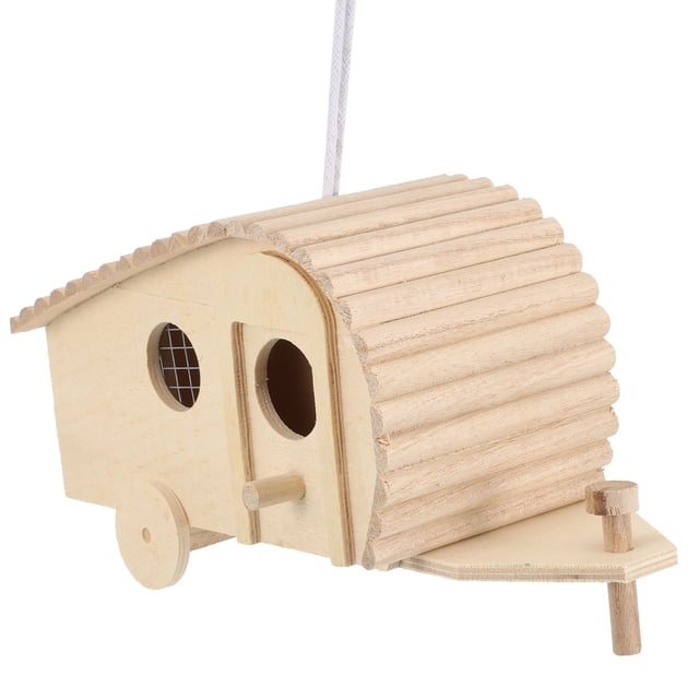 Comedero colgante de madera para pájaros, para jardín, tipo caseta, estación de alimentación y caja nido para pájaros.