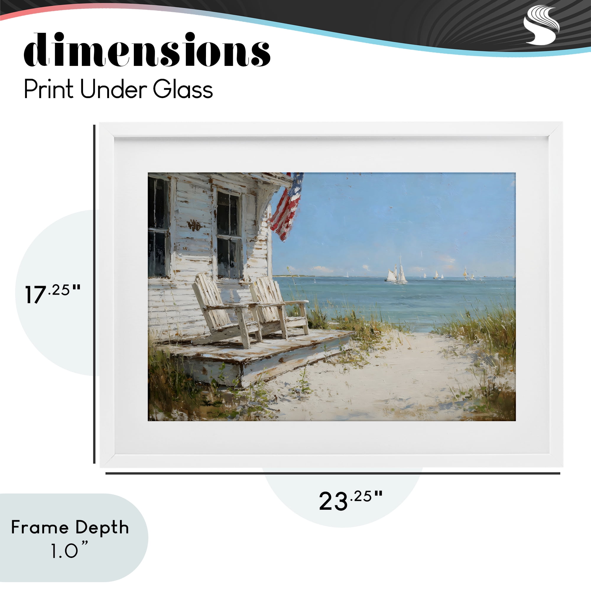 Stupell Industries By The Ocean Cottage Retreat White Framed Print Under Glass, design by Petal Prints Design