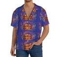 thumbnail image 3 of Naloa Peace And Love Men's Loose Fit Cuban Collar Short-Sleeve Shirt with Button-down and Chest Pocket for Everyday Wear Outings - XX-Large, 3 of 7