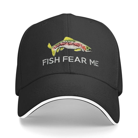 Fish Fear Me Hat Print Baseball Cap Adjustable Strap for Running Workouts and Outdoor Activities All Seasons,Made In USA,Adult One Size Fits All