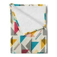 thumbnail image 2 of Geometric Soft Flannel Fleece Throw Blanket, Colorful Memphis Style Triangles Abstract Forms Repetition Design, Cozy Plush for Indoor and Outdoor Use, 50" x 70", Eggshell and Multicolor, by Ambesonne, 2 of 5