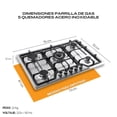 thumbnail image 4 of FLINE | Combo parrilla de gas y campana extractora 76 cm | Pared Touch | gris |LU5TR76, 4 of 5