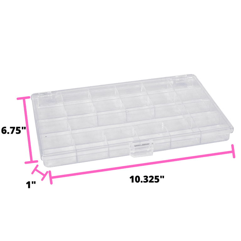 Everything Mary 21 Compartment Plastic Bead Storage Box, Clear, (Single) 