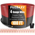 thumbnail image 1 of Fuzbaxy Cable calibre 4 (50 pies negro+50 pies rojo) Aluminio revestido de cobre CCA - Cable automotriz primario Alimentación/Tierra 20 conectores terminales de lengüetas 20 tubos termorretráctiles 3:, 1 of 5