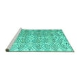 thumbnail image 2 of Ahgly Company Machine Washable Indoor Square Abstract Turquoise Blue Modern Area Rugs, 6' Square, 2 of 4