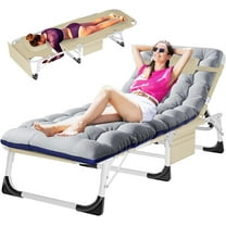 Slsy 3 in 1 Sun Tanning Chair Oversized with Mat & Face Arm Hole, 5-Position Heavy Duty Folding Chaise Outdoor Lounge Chair w/ Pillow, for Beach, Pool, Lawn, Yard, Patio