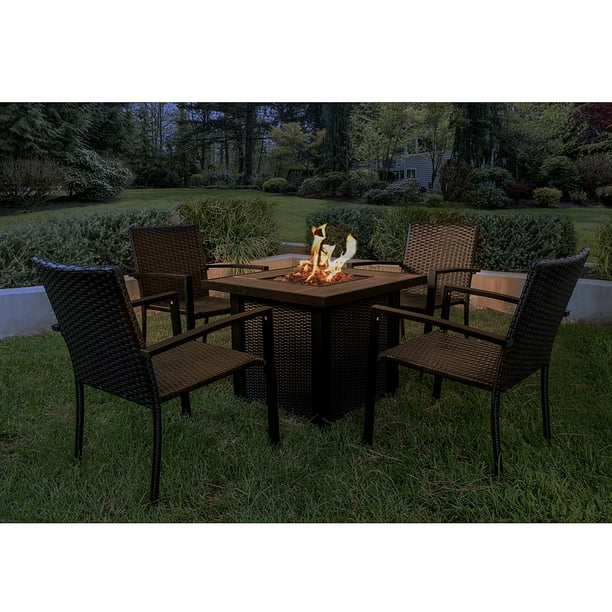 4 Chairs Outdoor Patio Furniture Sets, Gas Fire Pit Patio Set