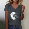 thumbnail image 2 of Plus Size Womens Clothes Womens Floral Tops Short Sleeve, Women's Sunshade Summer T Shirt Plus Size Loose Top Top Girls Short Sleeve Graphic Casual V Neck T Shirt Dark Gray, L, 2 of 4