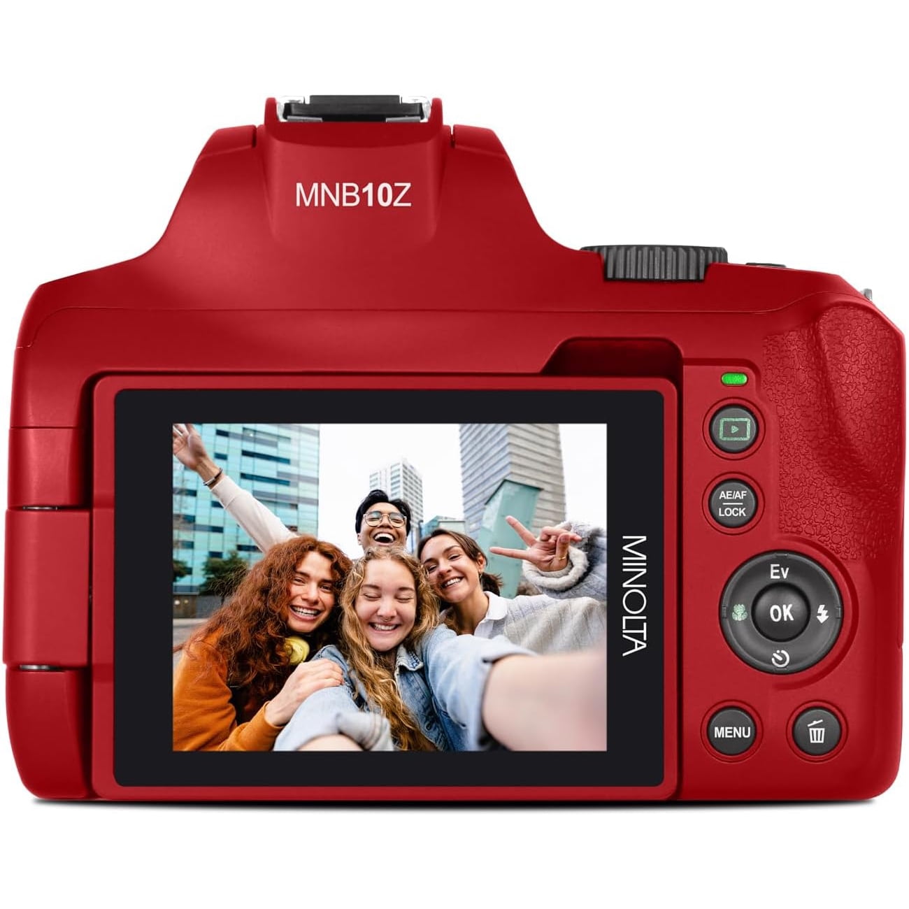 Minolta 64MP Auto Focus Digital Camera 10x Optical Zoom, 4K Ultra HD Video (Red)