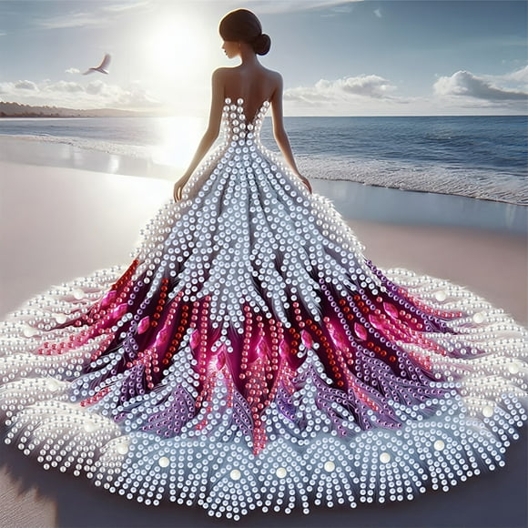 5D DIY Gorgeous Skirt Girl Partial Special Shaped Drill Diamond Painting Kit Girl Decoration 30x30cm Frameless for Home & Office,YXZ220
