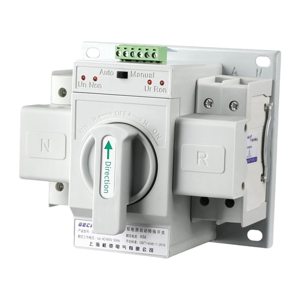 Interruptor Rotativo de 63 a, 2 Polos, 50 Hz/60 Hz, Instalación Sencilla para Doble Fuente de Alimentación