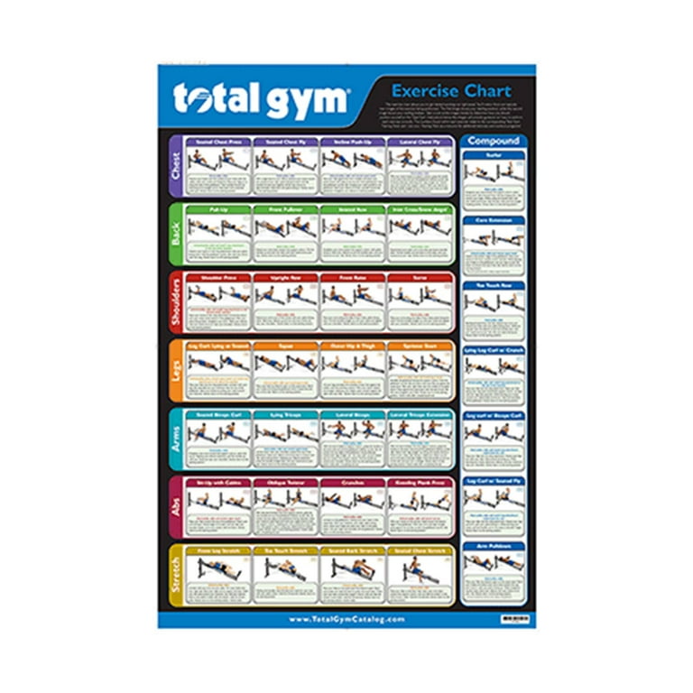 Total Gym 24 x 36 Quick Reference Exercise Chart with 35 Workouts 11 Pack Walmart