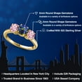thumbnail image 2 of Gem Stone King 18K Yellow Gold Plated Silver Blue Mystic Topaz and Pink Lab Grown Diamond Engagement Ring for Women | 2.00 Cttw | Round 6MM | Gemstone November Birthstone | Size 8, 2 of 6