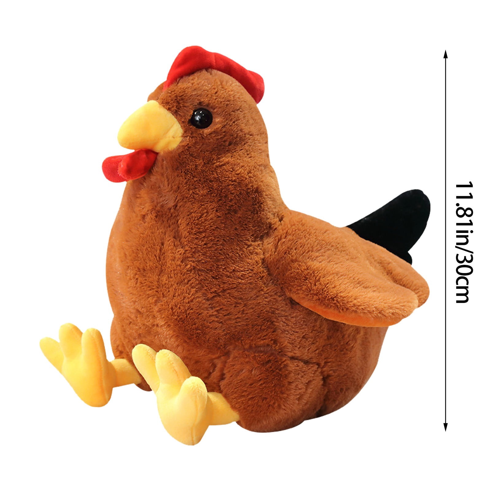 pdqouc Cute Soft Comfort Rooster Doll Plush Toy Animal Hugging Pillow Chicken Doll with Expandable Wing and Yellow Foot Unique Children's Birthday Thanksgiving Christmas Gifts White&Brown