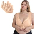 thumbnail image 4 of Guluxicc 3 Pack Bras for Women No Underwire Seamless Bralette Wireless Comfortable Everyday Lace Bras, Beige, XL, 4 of 8
