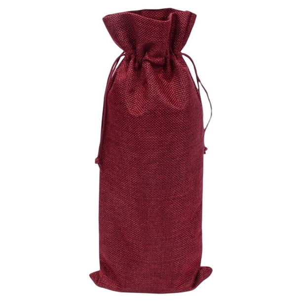 Yuarrent Bolsas de lino para botellas de vino de 15x35cm, con cordón, a prueba de polvo, para de comedor, para bebidas, funda para polvo, Almacenamiento y organización del hogar Vino tinto oscuro