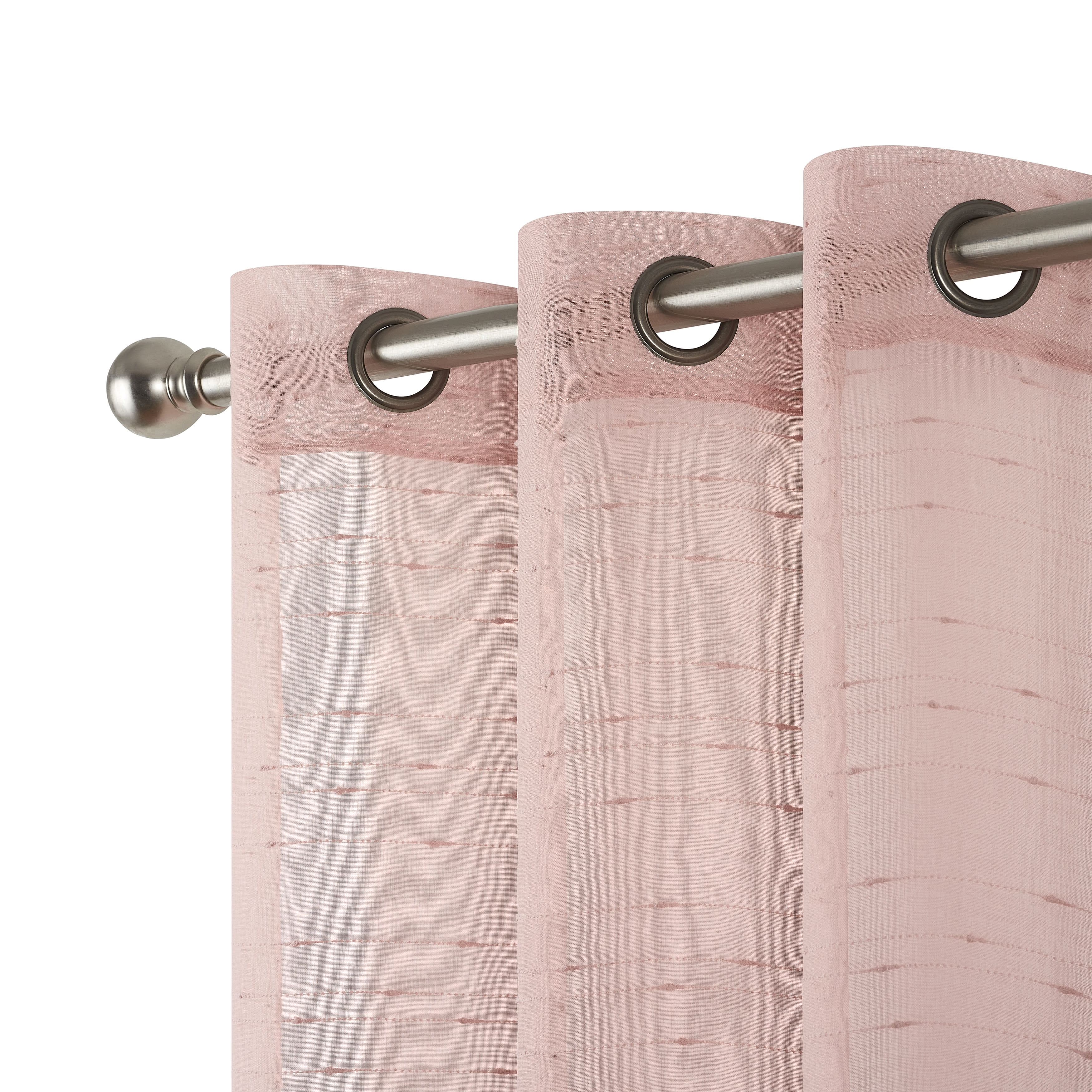 Blush Sheer Window Curtain Pair w Tiebacks, 38x108, Rosemary