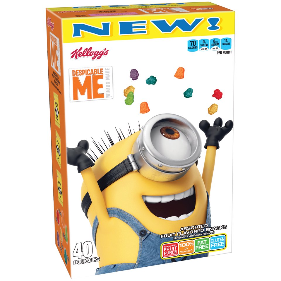 Kellogg's Despicable Me 3 Assorted Fruit Flavored Snacks Pouches, 40