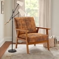 thumbnail image 5 of Miniyam Mid Century Modern Accent Chair with Wood Frame,Microsuede Single Reading Chair,Armchair for Living Room Bedroom Home Belcony Office,Coffee, 5 of 12