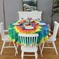 thumbnail image 2 of Colorful Rainbow Tie Dye Spiral Pattern Round Tablecloth 60"x60",Wrinkle Wipeable Table Cloth for Kitchen Dining Room Picnic Patio Party, 2 of 6