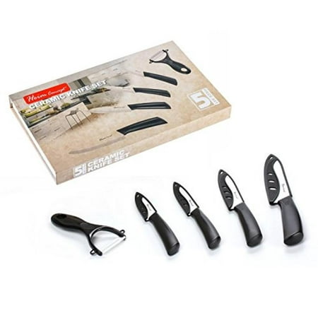 Ceramic Knife Set -5PCS Set, Heim Concept 4 Cutlery Kitchen Knives with Sheaths and Ceramic (Best Japanese Ceramic Knives)