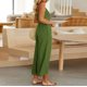 thumbnail image 4 of Gibobby Monos de Moda Bolsillos de cuello de ancho Cutout Mujeres Jumpsuit Summer Jumpsuit Spaghetti V Traje de mono Color correa Casual Cintura pierna Soild Jumpsuit Femenino(Verde， XL), 4 of 4