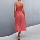 thumbnail image 4 of Vestido largo informal liso con botones y tirantes de verano para mujer Fridja  hj2107, 4 of 7