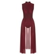 thumbnail image 5 of Kaerm Womens Lyrical Dance Dress Sleeveless Flowy Dresses Ballet Dance Tulle Leotard Long Skirt Burgundy XXL, 5 of 7