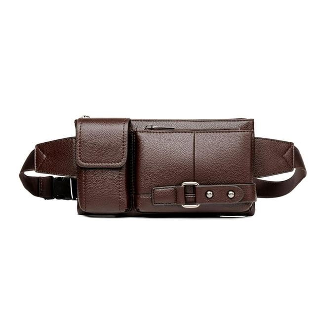 Graflsoa Premium Leather Waist Pack in Brown - Durable, Stylish, and Spacious (27x15x1.5cm)