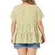 thumbnail image 3 of Blusa de mujer plus size Agnes Orinda, estilo boho, con flores, escote en V, mangas con volantes, blusas tipo babydoll en talla 1X color beige, 3 of 7