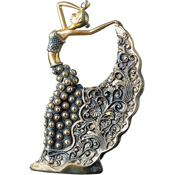 Adorno de figura romántica, decoración de bailarina de pavo real, estatua de niña bailando de resina, artesanía para mujer