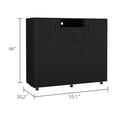 thumbnail image 5 of Shunda K 3 Piece Bedroom Set, Milano Double Door Cabinet Dresser + 2 Salento Nightstands, Black, 5 of 5