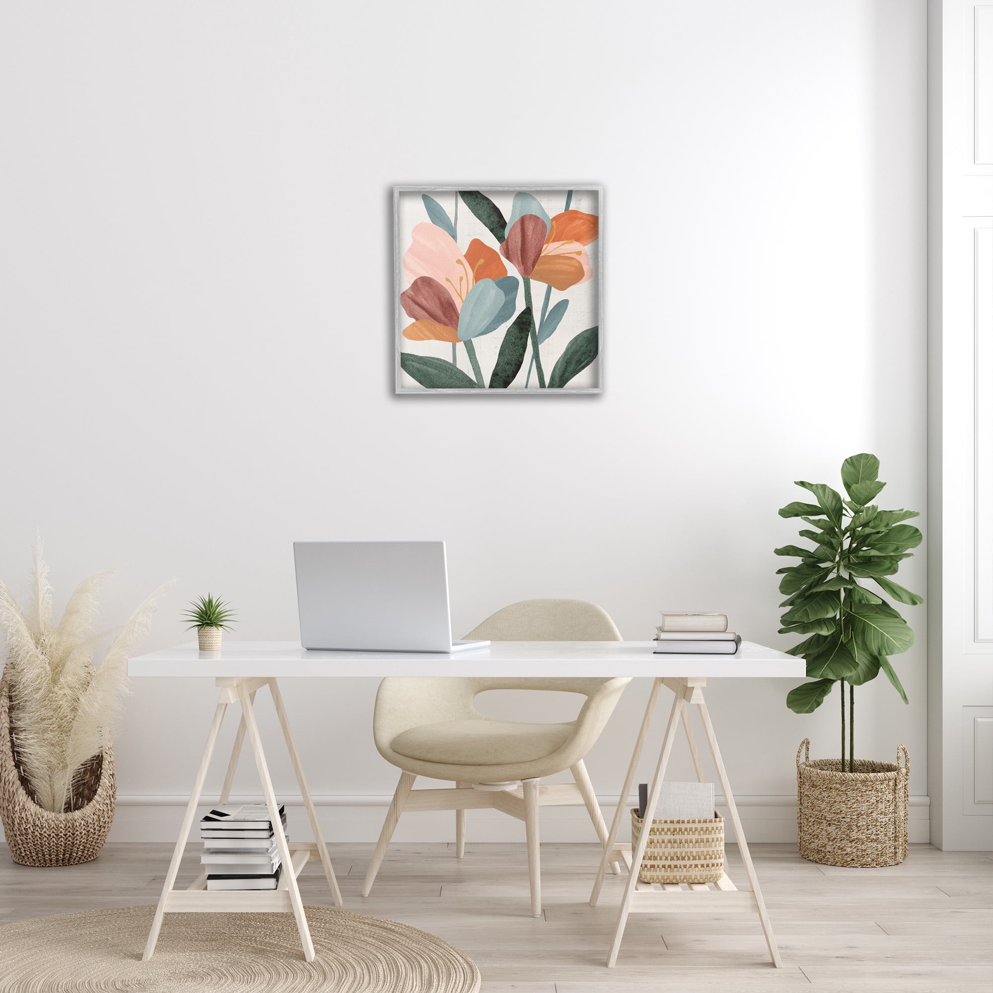 Stupell Industries Abstract Azalea Flower Petals Botanical & Floral Painting Gray Framed Art Print Wall Art, 24 x 24