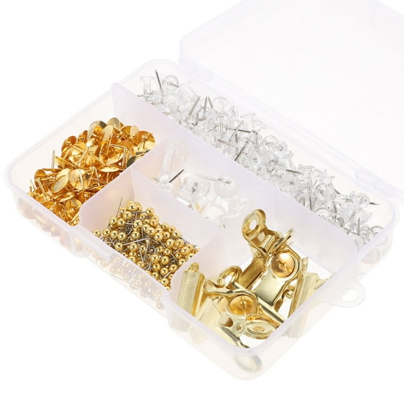 2 Sets Paper Clip Thumbtack Binder Clips Long Tail Clips File Clamps Metal Thumb Tacks Office