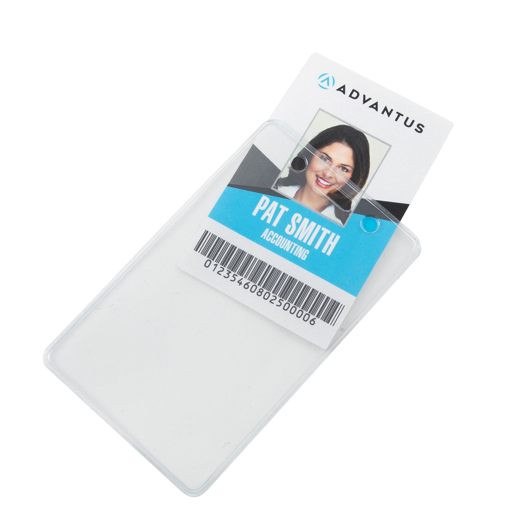 Advantus Re-sealable Badge Holders, Vertical, Frosted, Pack of 50