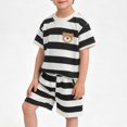 thumbnail image 6 of ITSAME Boys Summer Outfit 2-Piece Striped Crewneck Short Sleeve Top and Shorts Kids Loose Casual Set Brown Size 7, 6 of 6