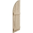 thumbnail image 3 of Ekena Millwork 16 1/2"W x 36"H (19 1/2" Low Side) Timberthane Hand Hewn Three Board Joined Board-n-Batten w/Quarter Round Arch Top Faux Wood Shutters (Per Pair), Primed Tan, 3 of 6