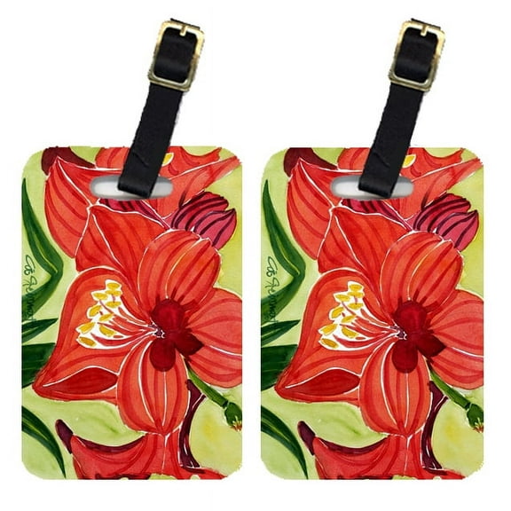 Pair of 2 Flower - Amaryllis Luggage Tags