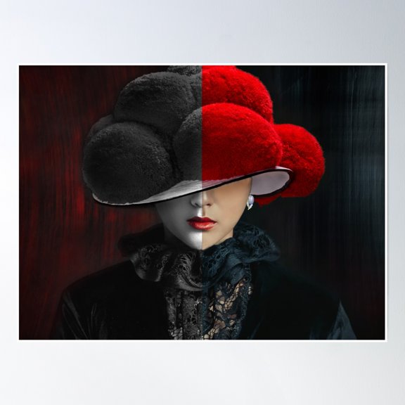Black Forest Mystic Lady Art Red-Black Poster Wall Art, Modern Wall Decor, 8x12 UNFRAMED