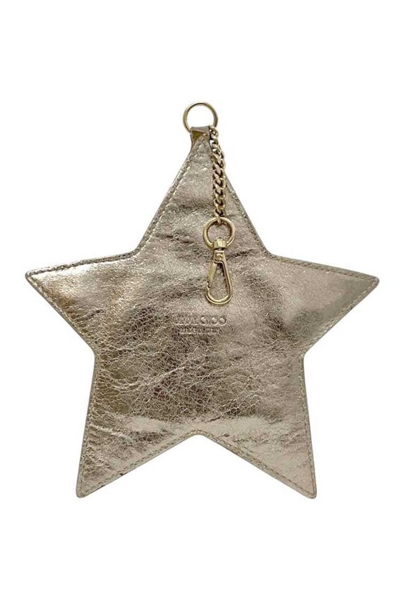 Pre-Owned Jimmy Choo pouch ec-24756 gold J000047609001 leather 3D8DC0 JIMMY CHOO star... (Good)